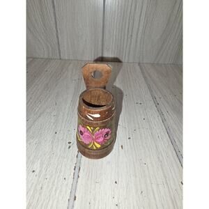 Vtg Handpainted Mini Wooden Milk Churn Toothpick Holder German Schwaarzwalduhren
